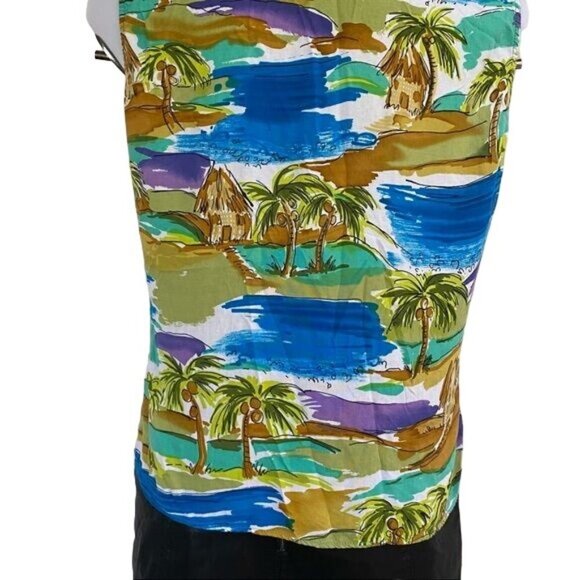 Notations Petite Vintage Island Style Button Down Tank Top Shirt Size S/M - Picture 11 of 11